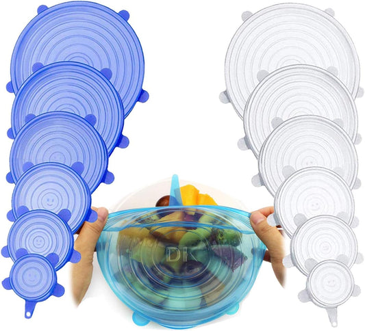 Premium Silicone Stretch Covers - Set of 12 (Blue/White) - Smart Home Gadget | Snappy Home